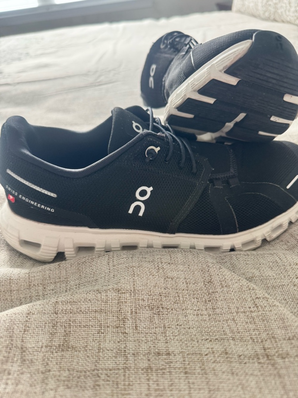 On Running Womens Black and White Cloud Sneakers